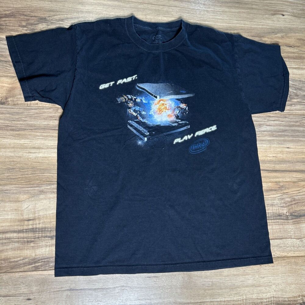 Intel Pentium Vintage Processor Chip T Shirt Black I7 Size Large